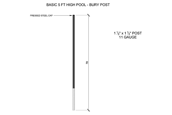 Bury Post 11 Gauge (5ft Pool Fence) | RH Iron Fab Shop