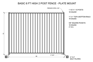 six foot high contractor perimeter fence panel with two plated posts-detail