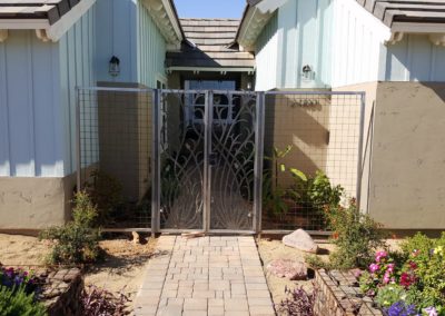 rh iron fab shop courtyard gate plasma cut floral design