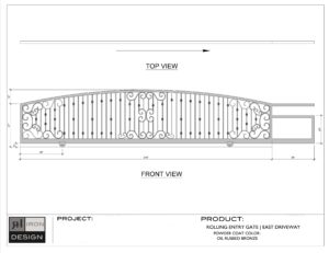 rh iron fab shop entry gate cad design