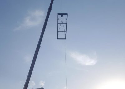 rh iron fab shop cantilevered shade canopy installation