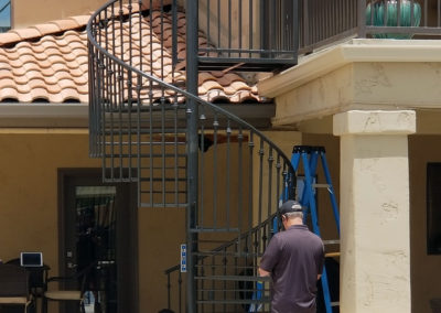 rh iron fab shop 6 foot diameter spiral staircase installed 2